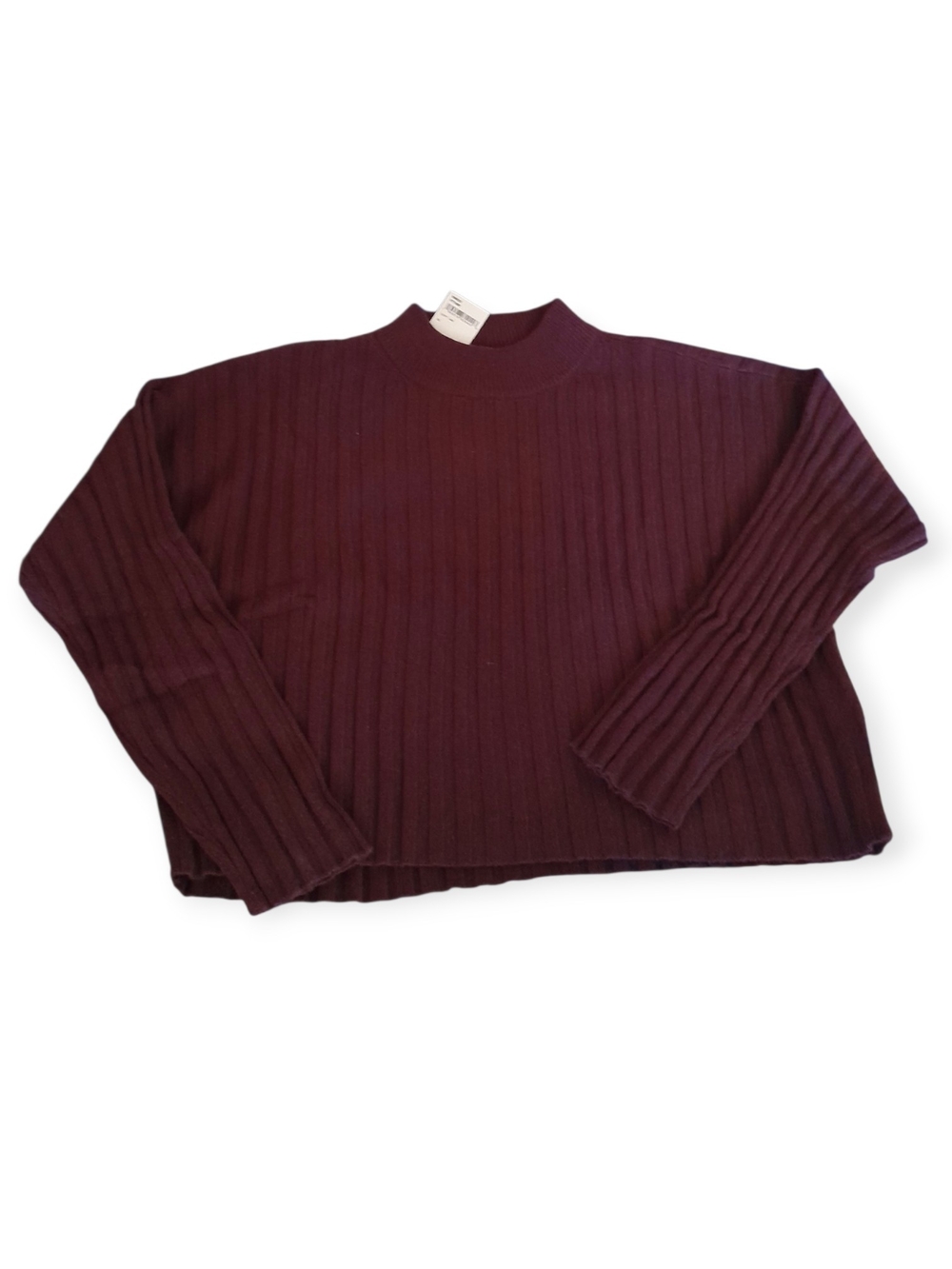 Madewell Plum Purple Ribbed Mockneck Cropped Wool Blend Sweater XL - Picture 12 of 12